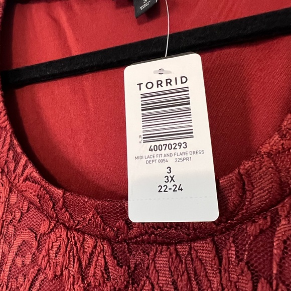TORRID Plus Size Midi Lace Fit and Flare Dress - Brick - Picture 6 of 8